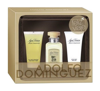 Adolfo Domínguez Lote de viaje AGUA FRESCA Eau de toilette Vaporizador 60 ml + Gel de baño 50 ml + Aftershave emulsión 50 ml + neceser